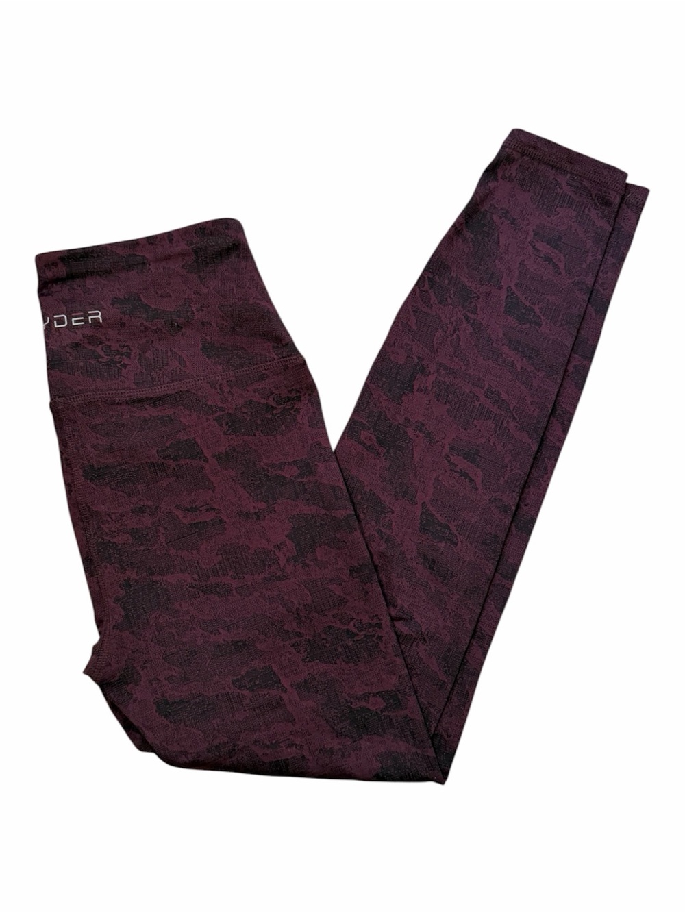 SPYDER ACTIVE Burgundy & Black Textured High Rise Performance Leggings